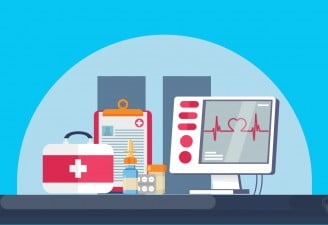 illustration of medical technology equipment on table
