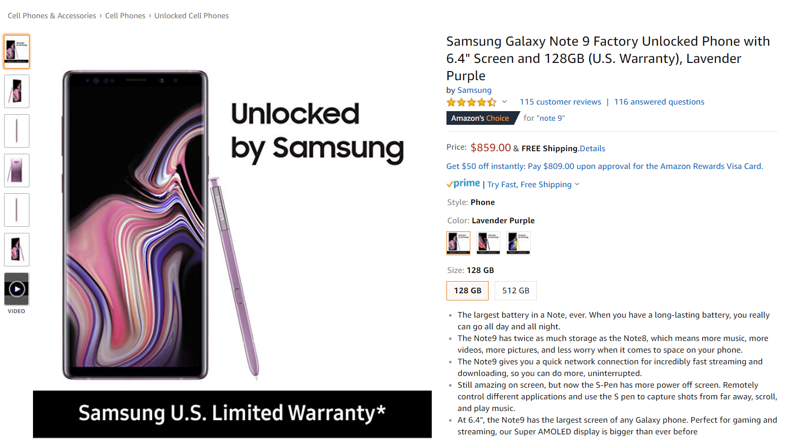Lavender Version Of Samsung Galaxy Note 9 Will Be $140 Off