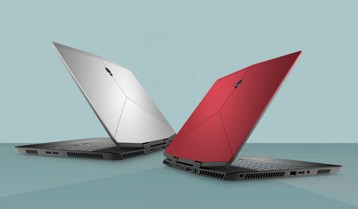 Alienware M15 White And Red Image Contains Two Alienware M15 Side Angle