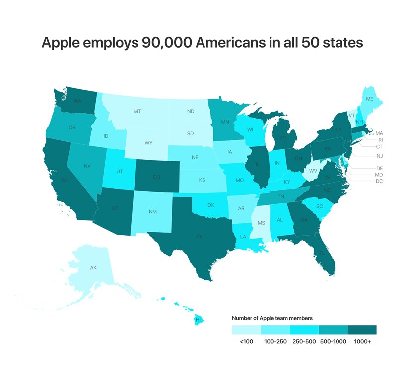 Apple Building A New $1Bn Campus In Austin, Add Jobs Across The Us 1 Chart Of Apple'S Plan To Employ Ninety Thousand Americans In Fifty States