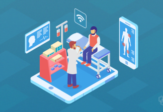 illustration shows doctor and patient