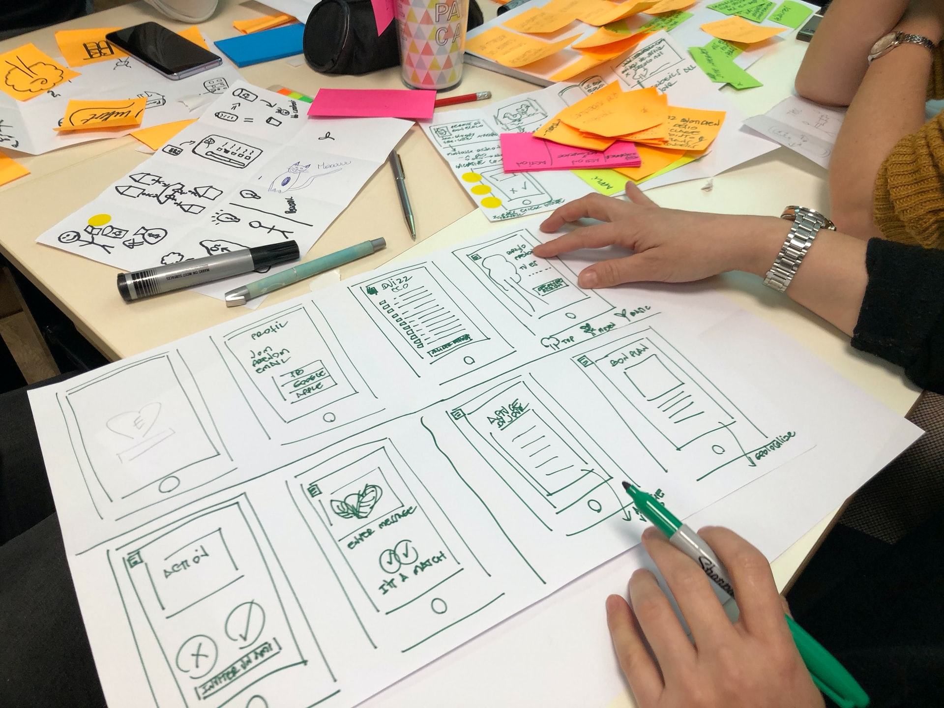 A person working on a UX/UI design of an app