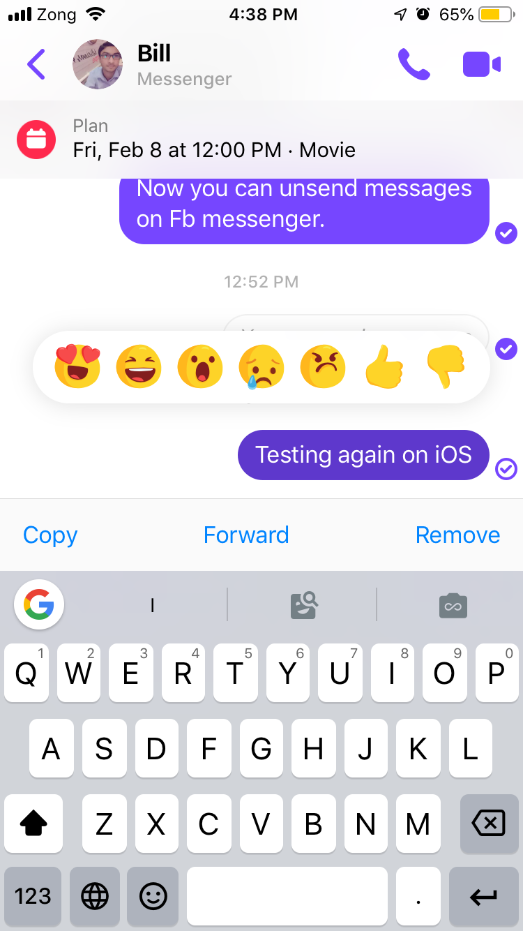 Facebook Now Lets Users Unsend Messages 3 Facebook Messenger Ios Screenshot For Unsend Message