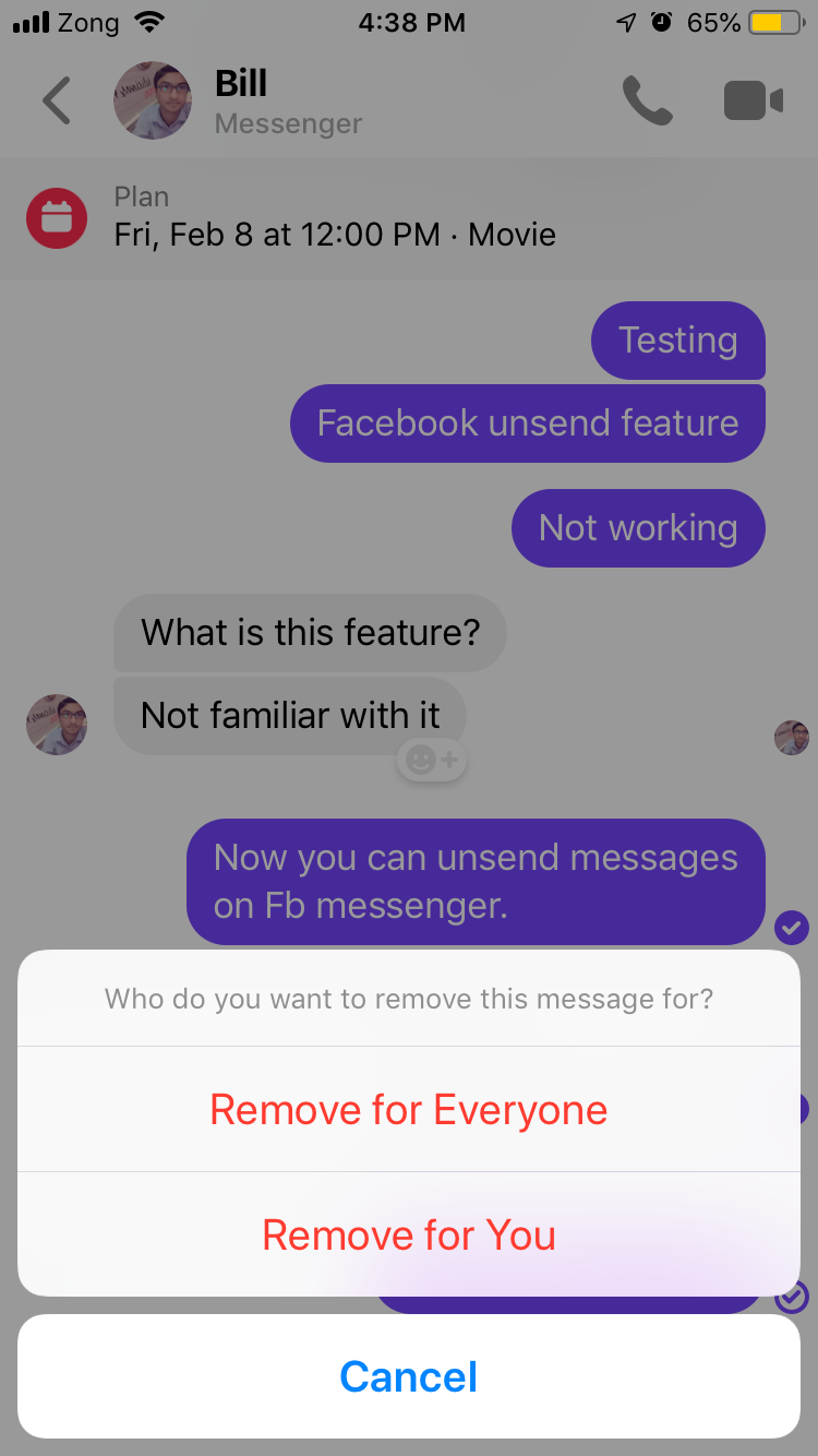 Facebook Now Lets Users Unsend Messages 2 Facebook Messenger Ios Screenshot For Unsend Message
