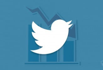 an illustration showing twitter logo with stocks falling in the background