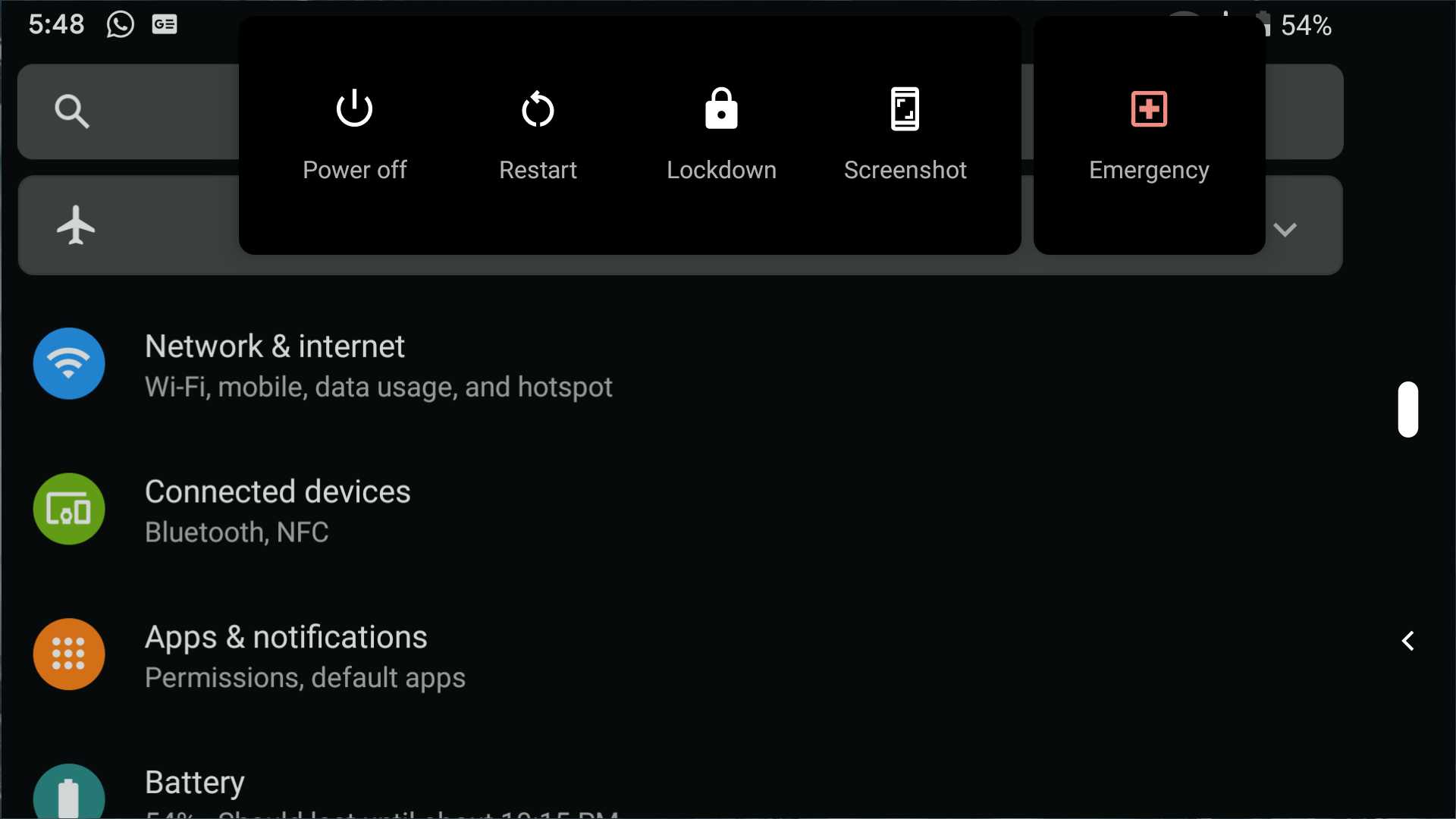 All Of The Features In The Android Q Beta 1 8 Screenshot Of Power Menu In Android Q Beta