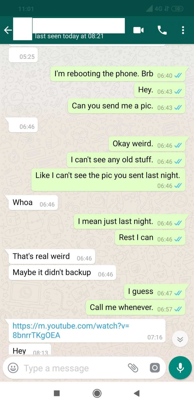 Latest Whatsapp Beta Update On Android Is Deleting Media Content 3 A Screenshot Of Whatsapp Chat Showing Deleted Media After The Beta Update