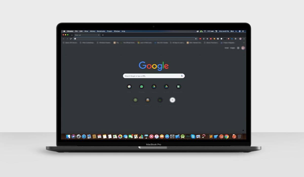 Google Chrome Dark Mode Finally Arrives For Macos 1 A Mockup Of Macbook Pro With Chrome Dark Mode Enabled On Macos Mojave