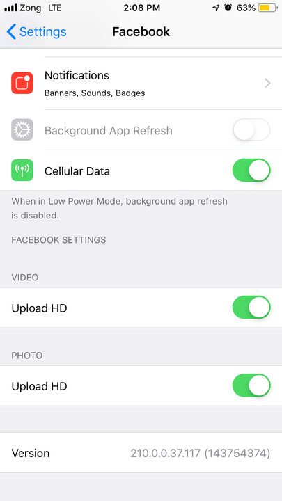Exclusive: Facebook 3D Reactions Makes First Appearance On Ios Device 2 A Screenshot Of Facebook App Info On Ios Showing The Application'S Build Version And Other Settings