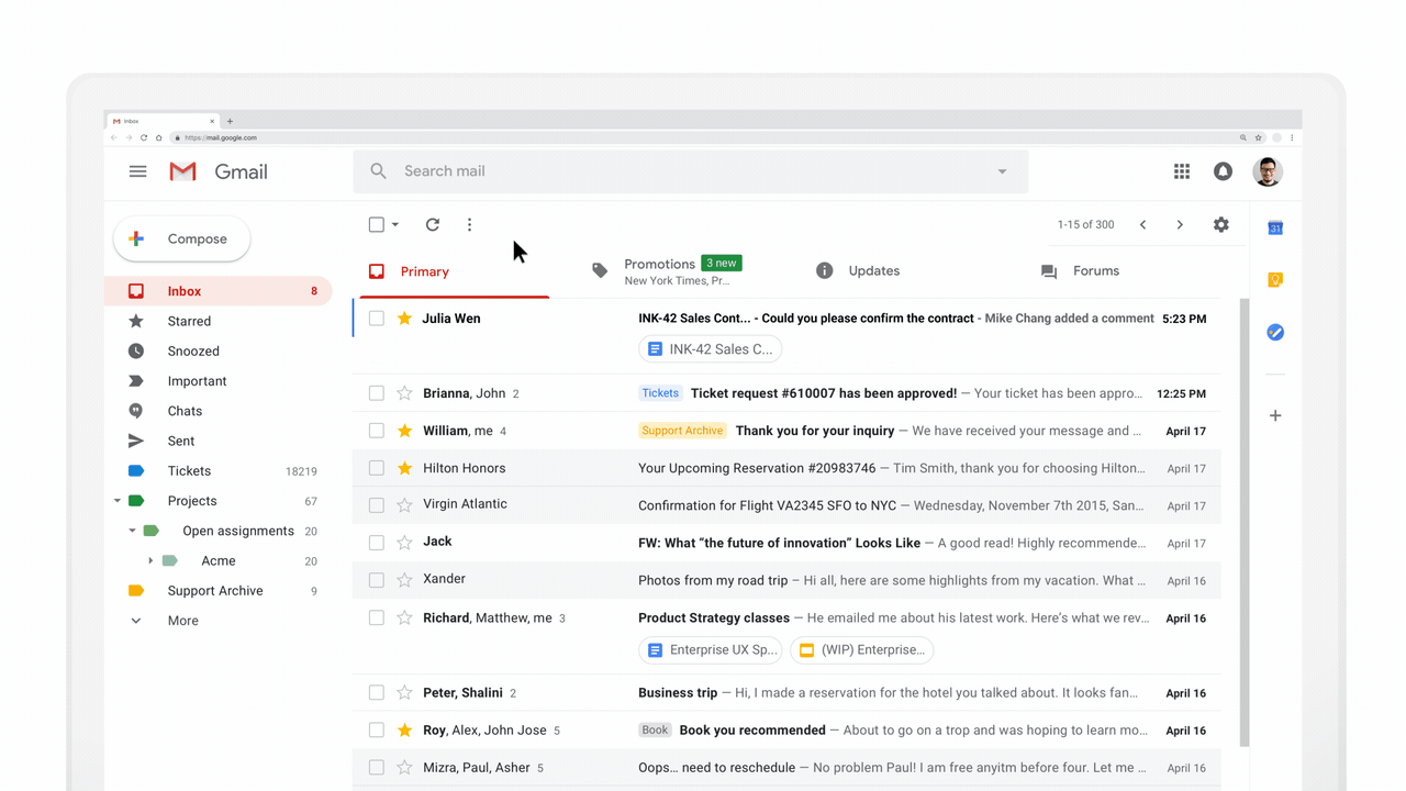 New Gmail Web Update Brings Email To Life 1 A Screenshot Of Gmail For Web