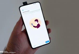 An alleged leaked photo of OnePlus 7 showing a pop-up selfie camera in the hands of a person
