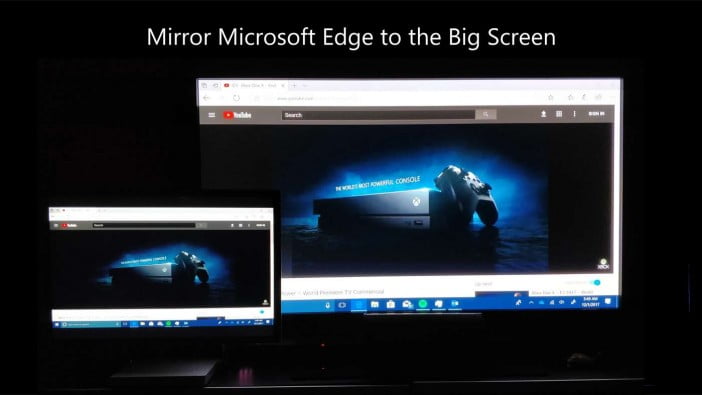 Photo Of Microsoft Edge Running On Windows 10 Mirroring To Big Screen