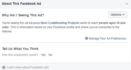 Facebook Now Tells Why You'Re Seeing Certain Posts 2 A Screenshot Of Fb Ad Info Page