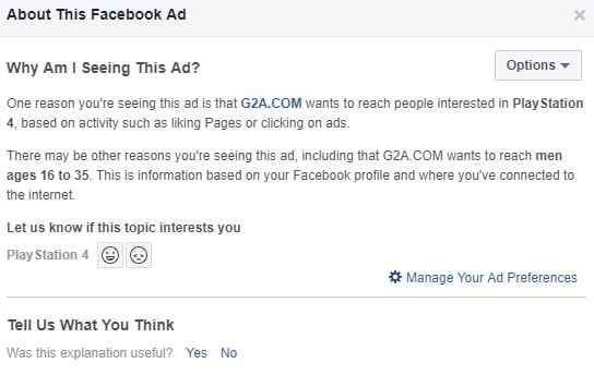 Facebook Now Tells Why You'Re Seeing Certain Posts 3 A Screenshot Of Fb Ad Info