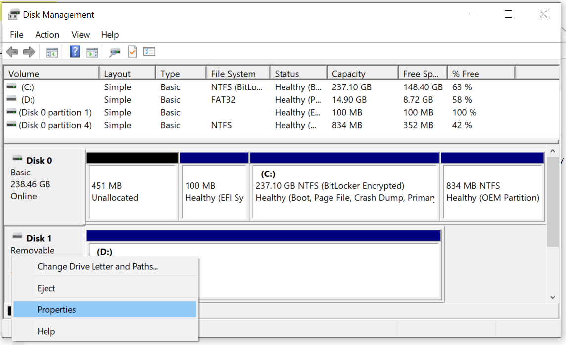 Microsoft: &Quot;You Don'T Need To Safely Remove Usb Drives Anymore&Quot; 2 A Screenshot Of Disk Management Showing Properties Of Different Storage Devices
