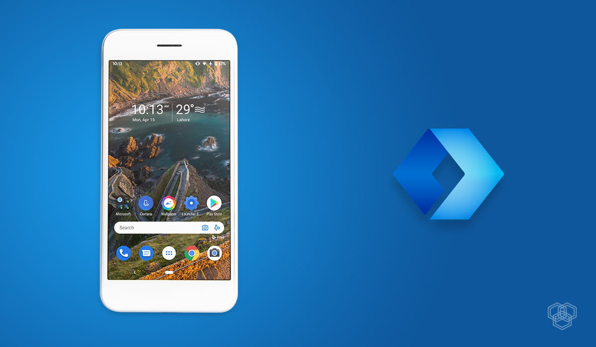 A Screenshot Of Microsoft Launcher Along With The Logo