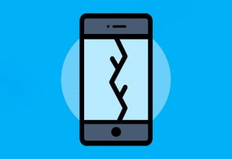 An illustration of an iPhone with iOS update problems