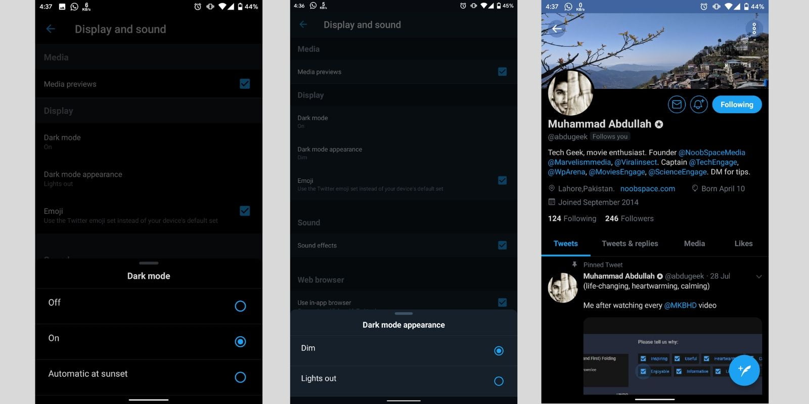 Twitter'S 'Lights Out' Dark Mode Rolls Out On Android - Here Is How To Enable It 2 Twitter Lights Out Vs Dim Mode