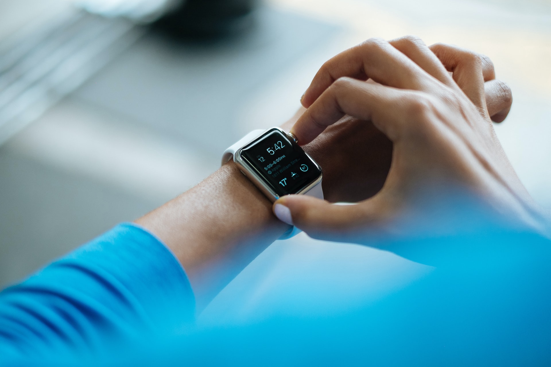 A person wearing a smart watch