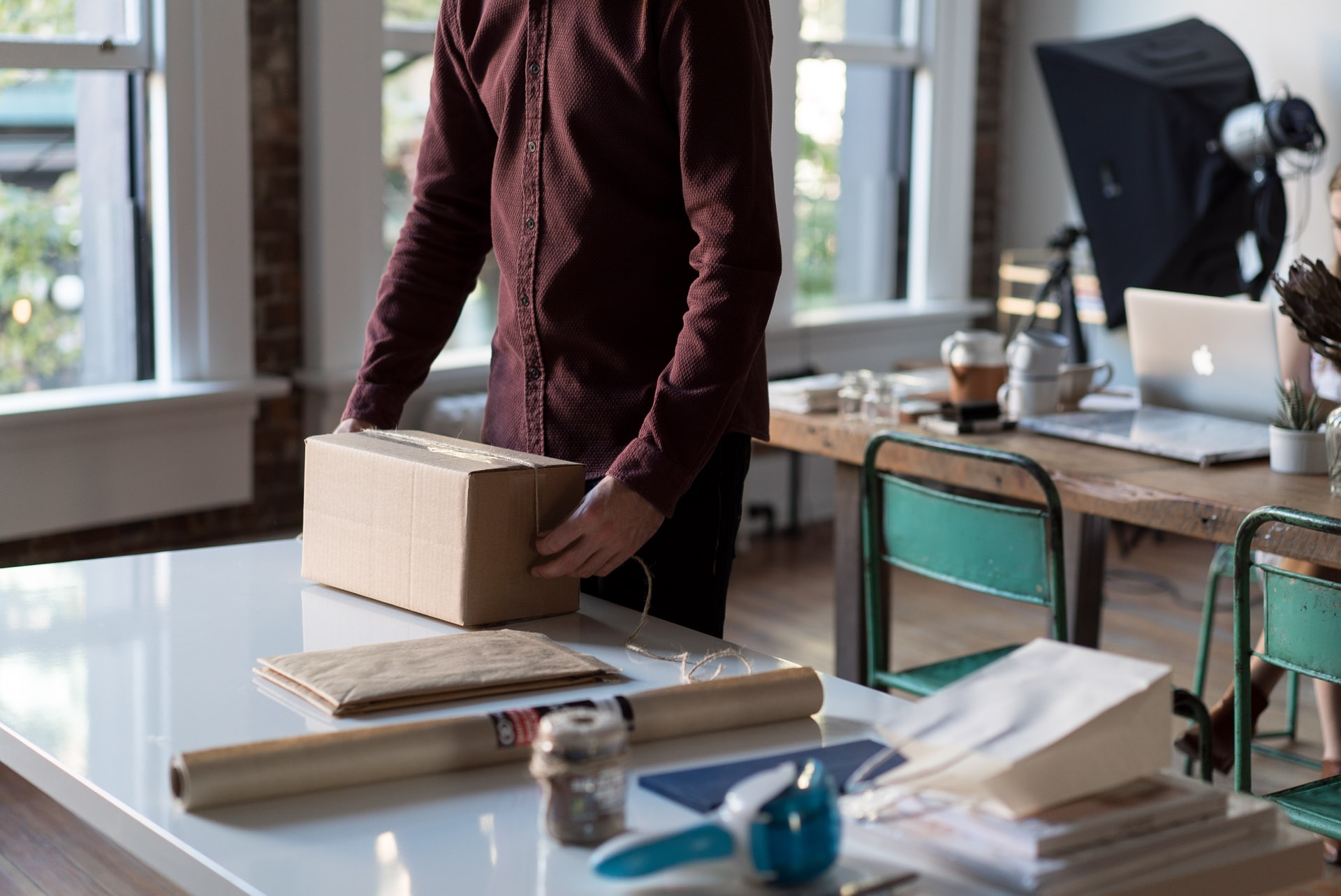 A person packing things