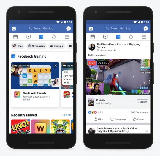 Facebook Launches A New Dedicated Gaming App On Android 1 Facebook Gaming Tab On The Main Fb App