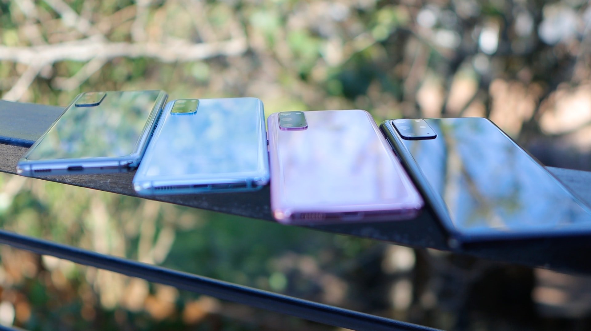 A photo of Samsung smartphones