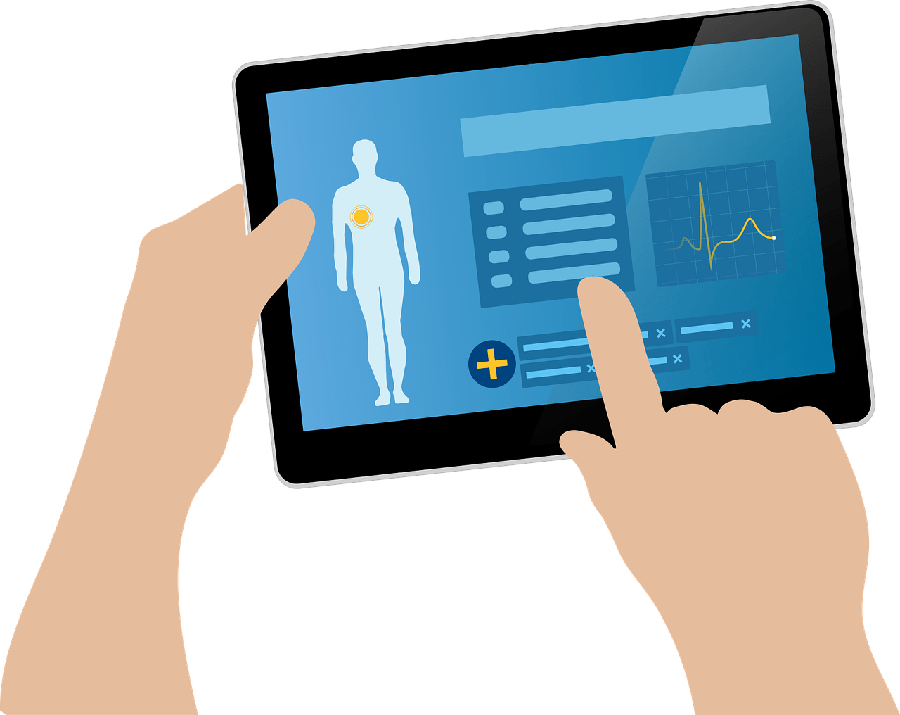 Someone looking at a medical chart on a tablet