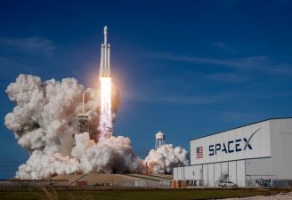 SpaceX rocket flying