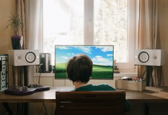 A boy using a personal computer