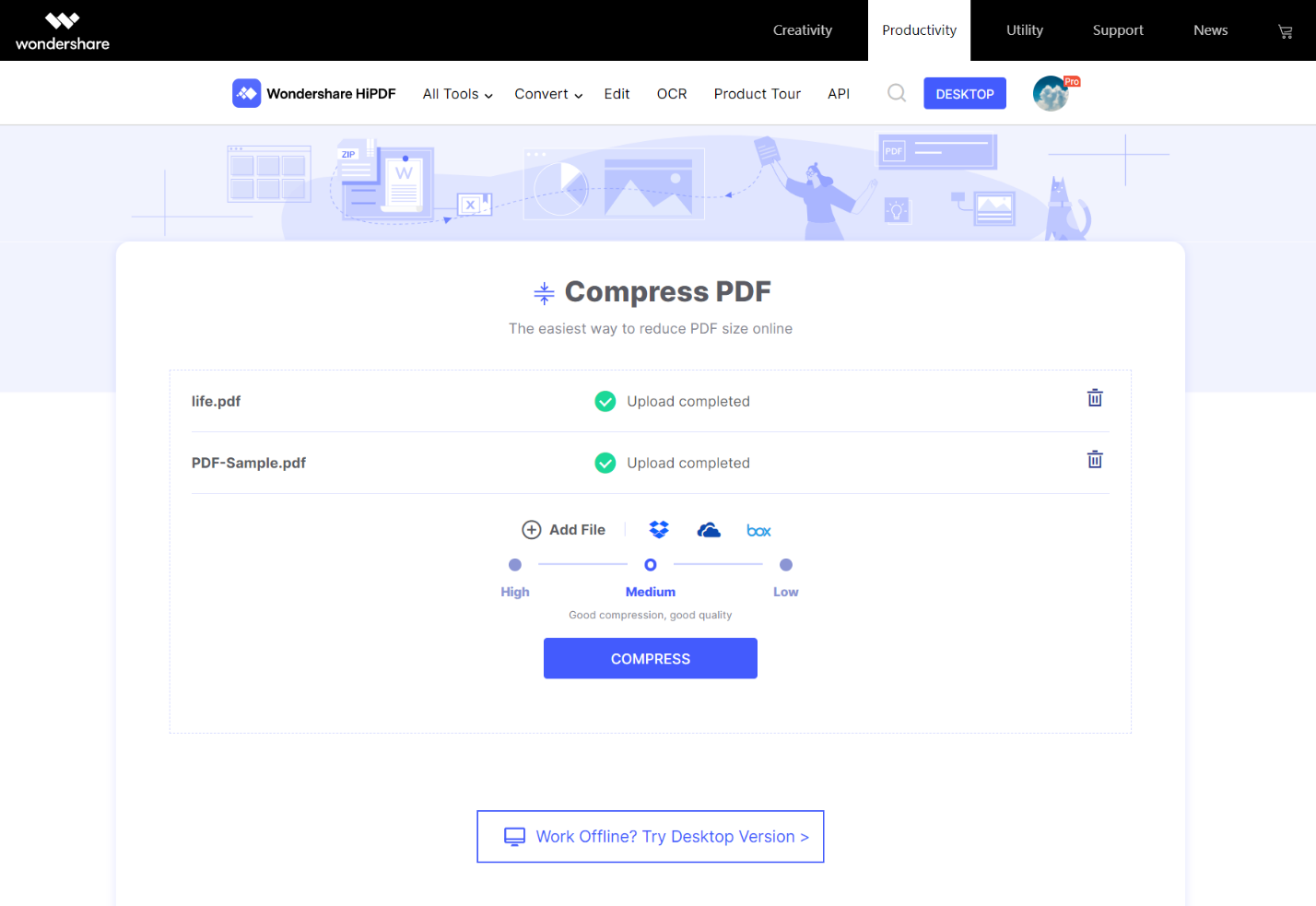 Wondershare Hipdf - The Ultimate Online Pdf Tool For All Your Needs 4 Compress Pdf Page
