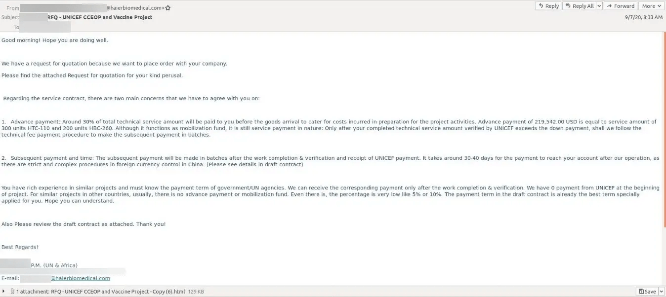 Hackers Are Trying To Disrupt The Covid-19 Vaccine Supply Chain This Time 1 A Phishing Email That Was Sent To Various Organizations