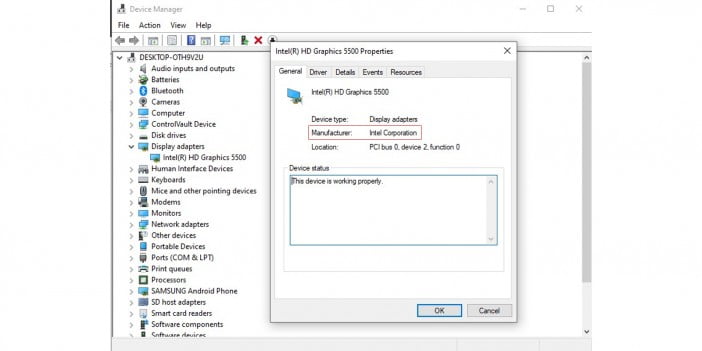 A Screenshot Showing The Gpu Model And Manufacturer
