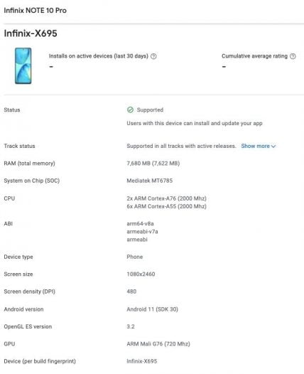 What To Expect From Infinix Note 10 Series Launch 2 Google Play Console Listing Of Infinix Note 10 Pro