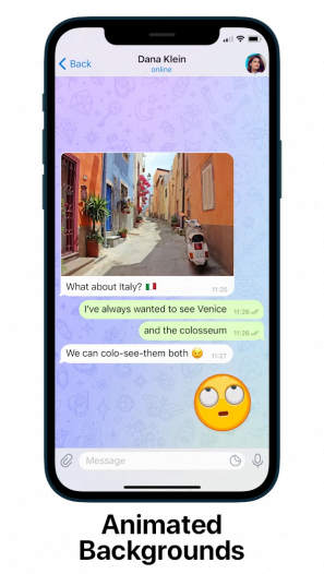Telegram Introduces Group Video Calls, Screen Sharing, And More Animated Emojis 3 Screenshot Of Changing Wallpaper During Chat In Telegram