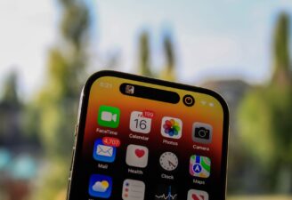 An image of iPhone 14 Pro with Dynamic Island notch