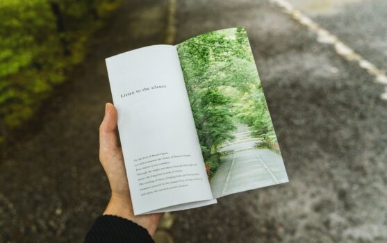 A picture of flyer in the hands of a person