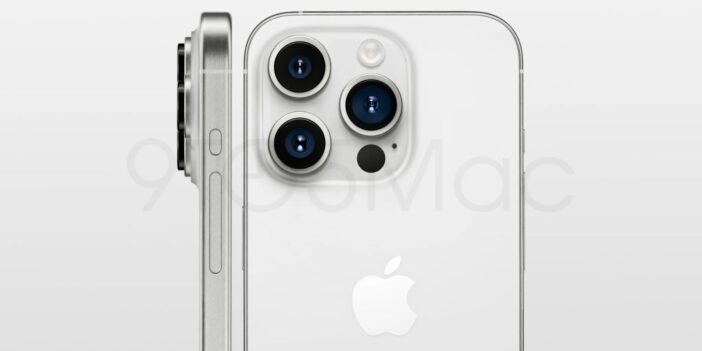 Iphone 15 Pro Renders Reveal Usb-C, Thin Bezels, And New Color 4 Iphone 15 Pro Leaked Render In White Showing Rear Cameras